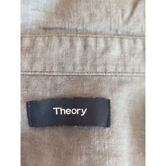 Theory Green Button Up Linen Short Sleeve Casual Top Women's Small - Picture 7 of 7